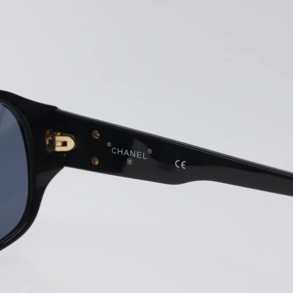 CHANEL Sunglasses plastic Black CC Auth SW917